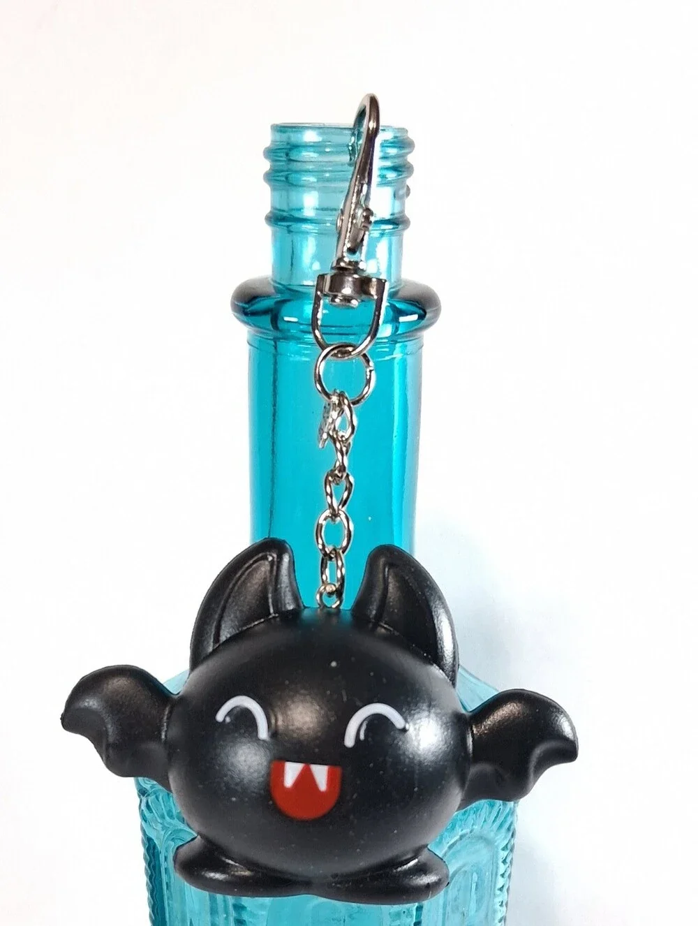 Handmade Black Bat Keychain Charm – Upcycled Halloween Bag Purse Backpack Access